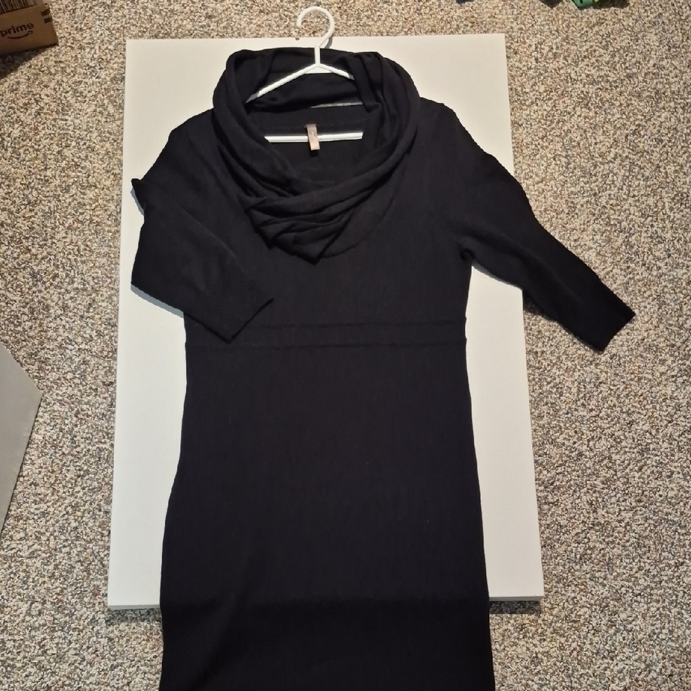 Thyme Maternity Black Long Sleeve Cowl Neck Maternity Dress